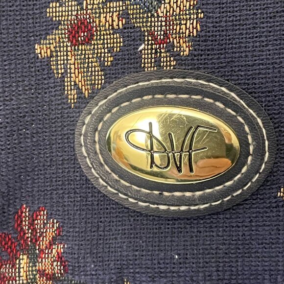 Vintage DVF Diane Von Furstenberg Floral Tapestry Case Bag Women Blue Travel - Picture 8 of 12